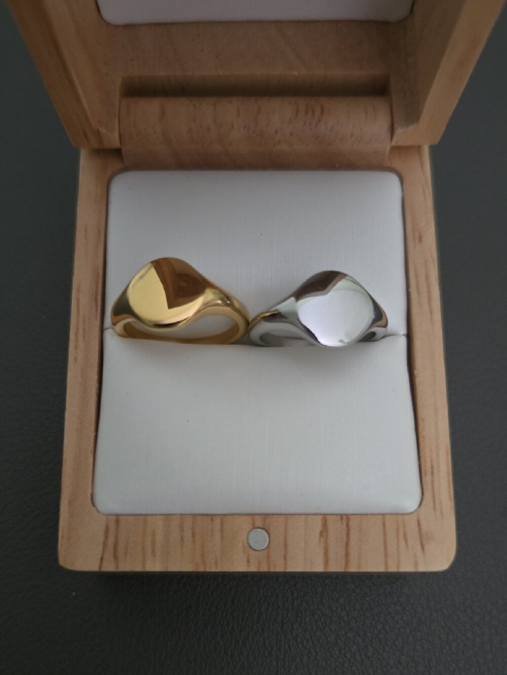 Minimal Two Signet Ring - Gold & Silver